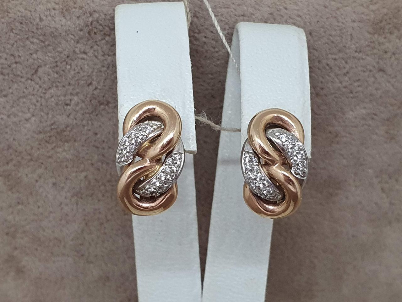 Золоті сережки з фіанітами. 6458