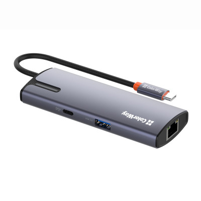 Порт-реплікатор ColorWay Docking Station USB-C 6-в-1 Type C PD 100W/USB3.0х3/USB2.0/RJ45 (CW-HUB03), фото 1