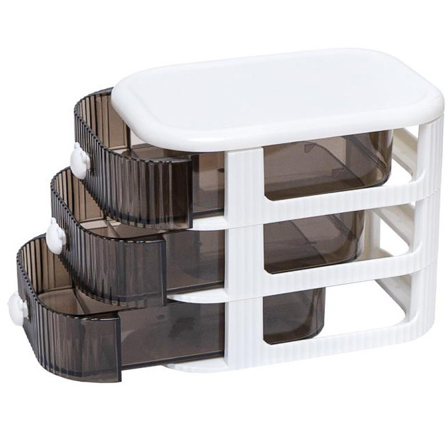 Органайзер на стіл пластиковий канцелярський 3 відділення «Білий» 13х14х18см, фото 1