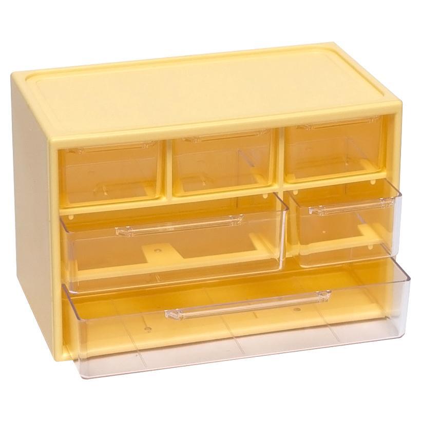 Органайзер на стіл пластиковий канцелярський 6 відділень «Жовтий» 12х18х9,5см, фото 1