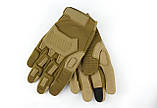 Тактичні військові чоловічі рукавиці розміру L у пісочному кольорі — міцні армійські рукавиці для стрільби, полювання, спорту та, фото 5