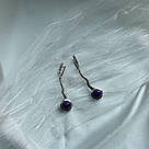 Сережки-підвіски зі срібла з чорнінням і фіолетовим чароїтом в авторському стилі Mystic Bloom, фото 2