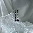 Сережки-підвіски зі срібла з чорнінням і фіолетовим чароїтом в авторському стилі Mystic Bloom, фото 3