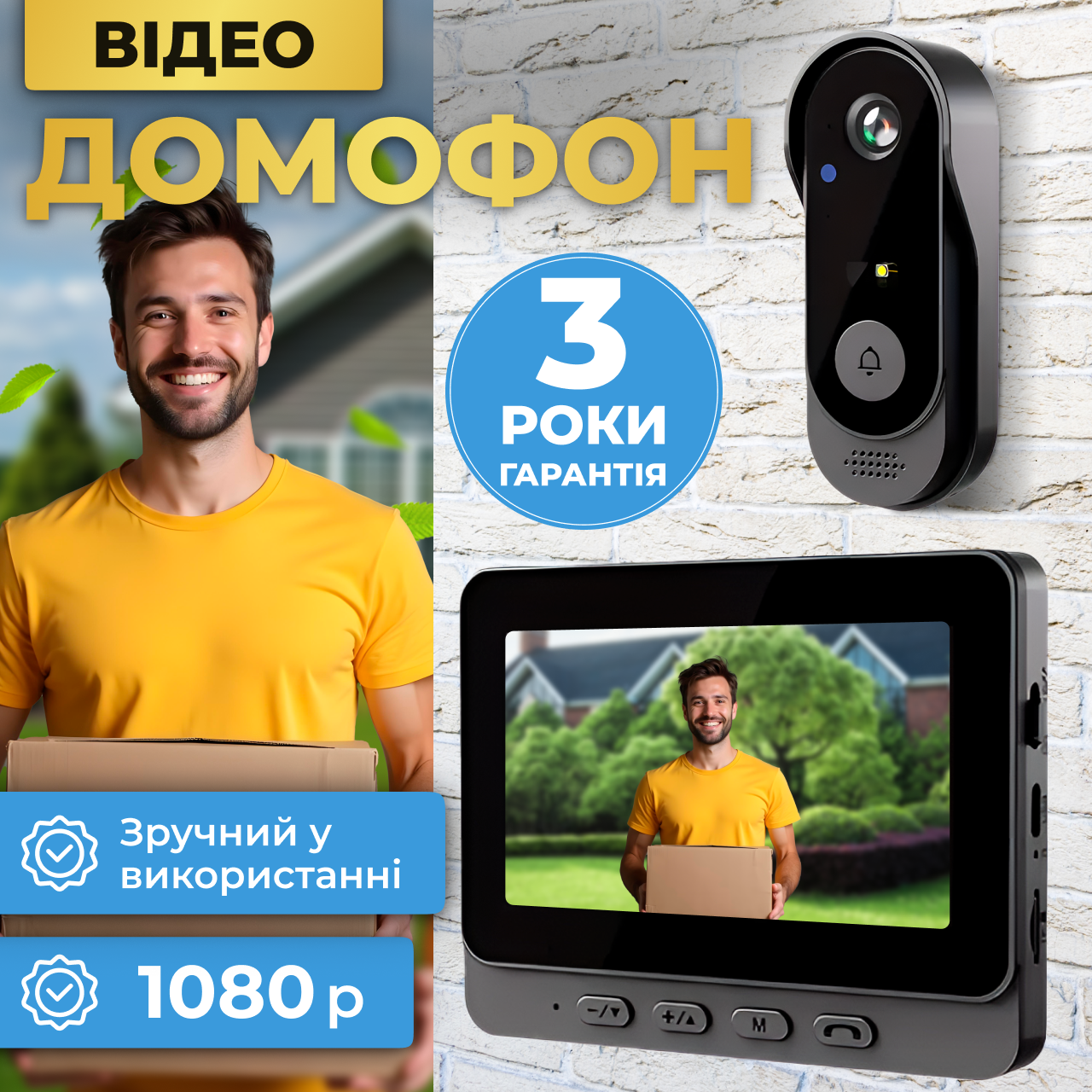 Відеодомофон розумний дверний дзвінок відео домофон з камерою