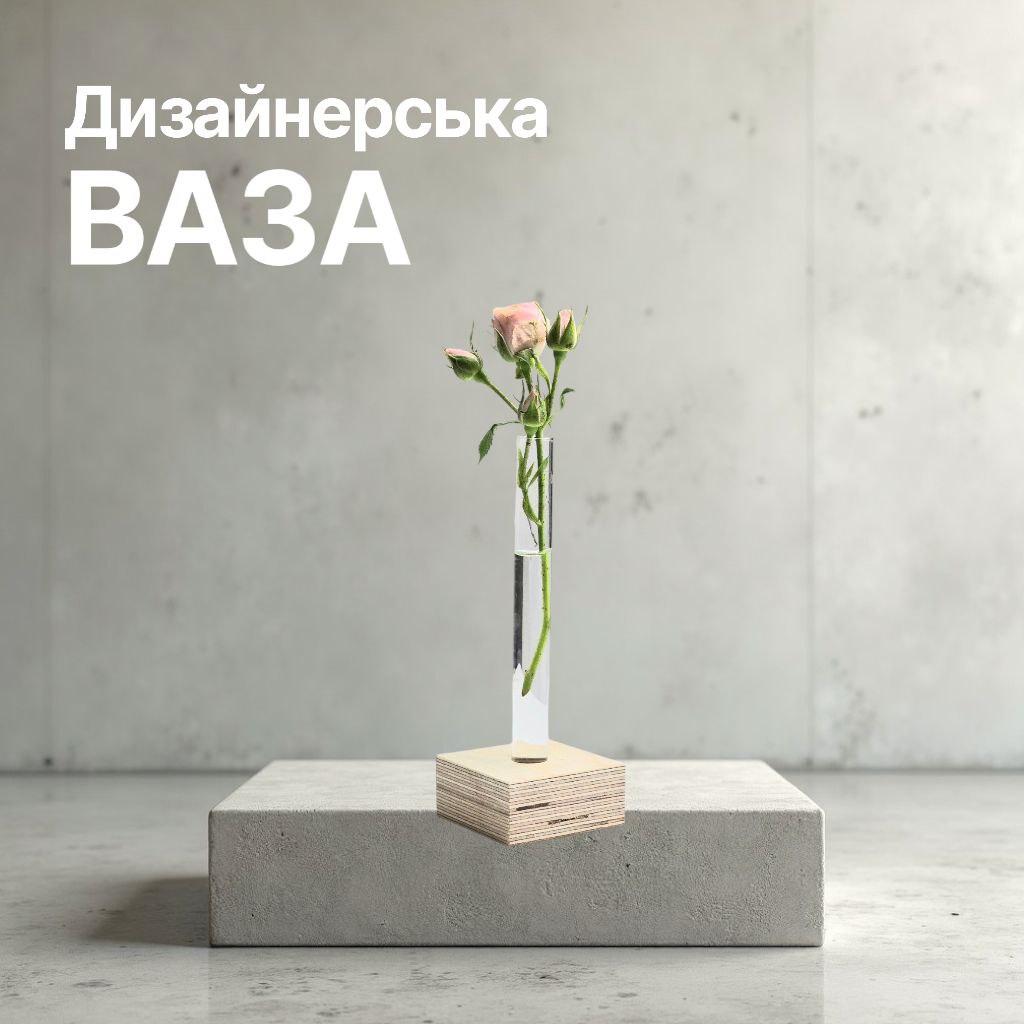 Декоративна ваза-підставка для квітів зі скляними пробірками