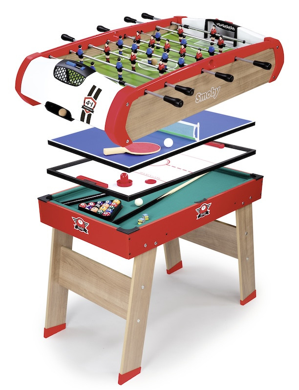 Дерев'яний багатофункціональний футбольний стіл "Павер Плей 4 в 1" Smoby [7600640002], фото 1
