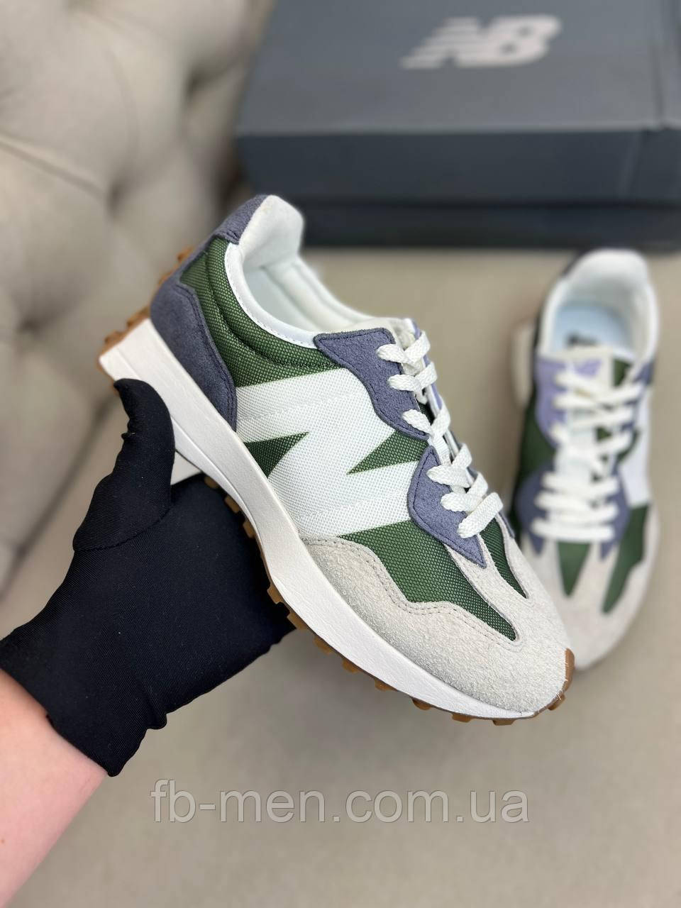 Кросівки чоловічі New Balance зелені замші та текстиль