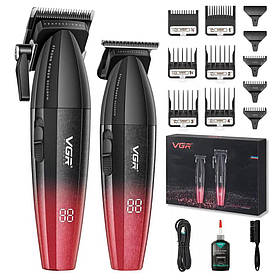 Комплект VGR 2 в 1 V-640 RED акумуляторна машинка для стриження (clipper) та триммер