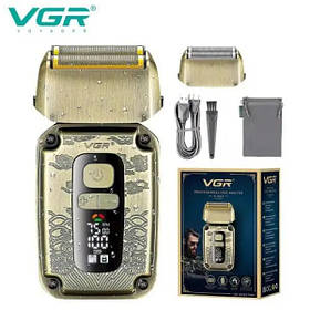 Електробритва VGR V-337 шейвер, подвійне лезо, 2 насадки, тример, LED display