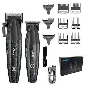 Комплект VGR 2 в 1 V-640 BLACK акумуляторна машинка для стриження (clipper) та триммер