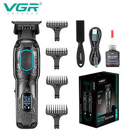 Тример VGR V-254 GREEN, 4 насадки, 7000 RPM, 2000 mAh, LED display