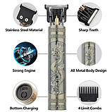 Машинка (триммер) для стрижки волосся та бороди T9-1 BRONZE, Li-Ion акум., 4 насадки (1.5, 2, 3, 4 мм), фото 5