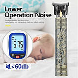 Машинка (триммер) для стрижки волосся та бороди T9-1 BRONZE, Li-Ion акум., 4 насадки (1.5, 2, 3, 4 мм), фото 6