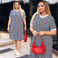 Женское летнее платье в полоску больших размеров