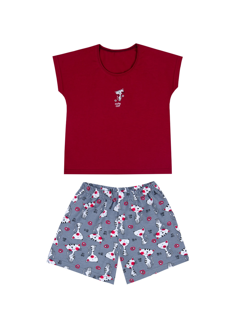 Піжама для дівчинки Gabbi PGTD-25-2 (футболка з шортами) Бордовий на зріст 122 (14489)
