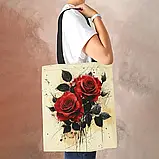 Велика сумка-шопер з квітковим узором, розмір 40/35 см, фото 4