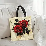 Велика сумка-шопер з квітковим узором, розмір 40/35 см, фото 5