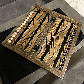 Нарди з натурального дерева та епоксидної смоли ручної роботи 50*50 см