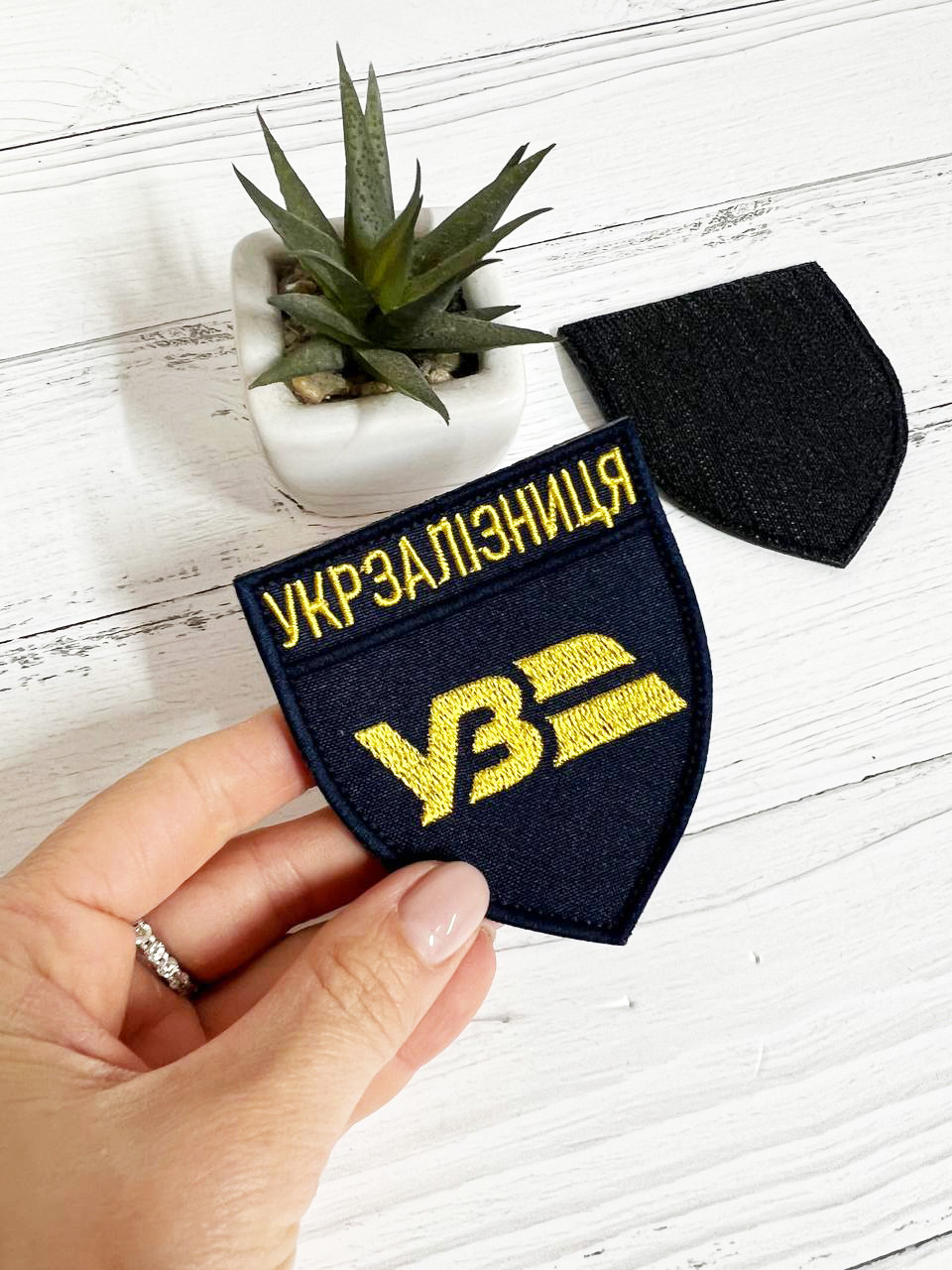 Шеврон Нашивка Укрзалізниця темносиній 80 х 70 мм