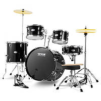 Повнорозмірна барабанна установка VEVOR із 5 предметів із підставкою для трону, чорна 596995