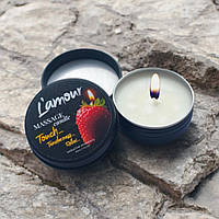 Масажна свічка L'amour Seductive Strawberry з полуничним ароматом для розслаблення 30 мл