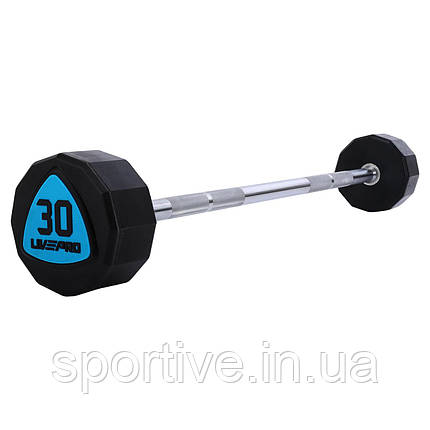 Штанга фіксована пряма поліуретанова 12-стороння 30 кг LiveUp LP8012-30 (гриф l-89,2см), фото 1