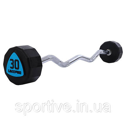 Штанга фіксована вигнута поліуретанова 12-стороння 30 кг LiveUp LP8013-30 (гриф l-89,2 см), фото 1