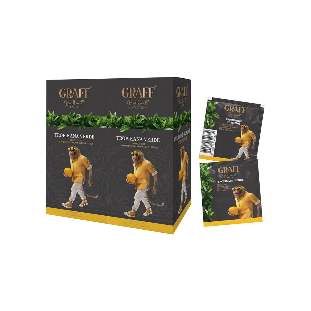 Чай Graff Зелений Tropicana Verde Манго-Лічі 20 пакетиків х 1.5 г (4820279610665)
