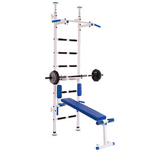 Шведська стінка з турніком, брусами, лавкою для преса та спини Сталкер SP-Planeta L-6779 (СТС) (метал,