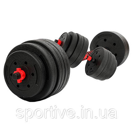 Гантелі трансформер перетворюються на штангу 3в1 SP-Sport TA-9455-40 40 кг (2 грифи l-51 см,бліни, наповнювач.-цемент,в, фото 1
