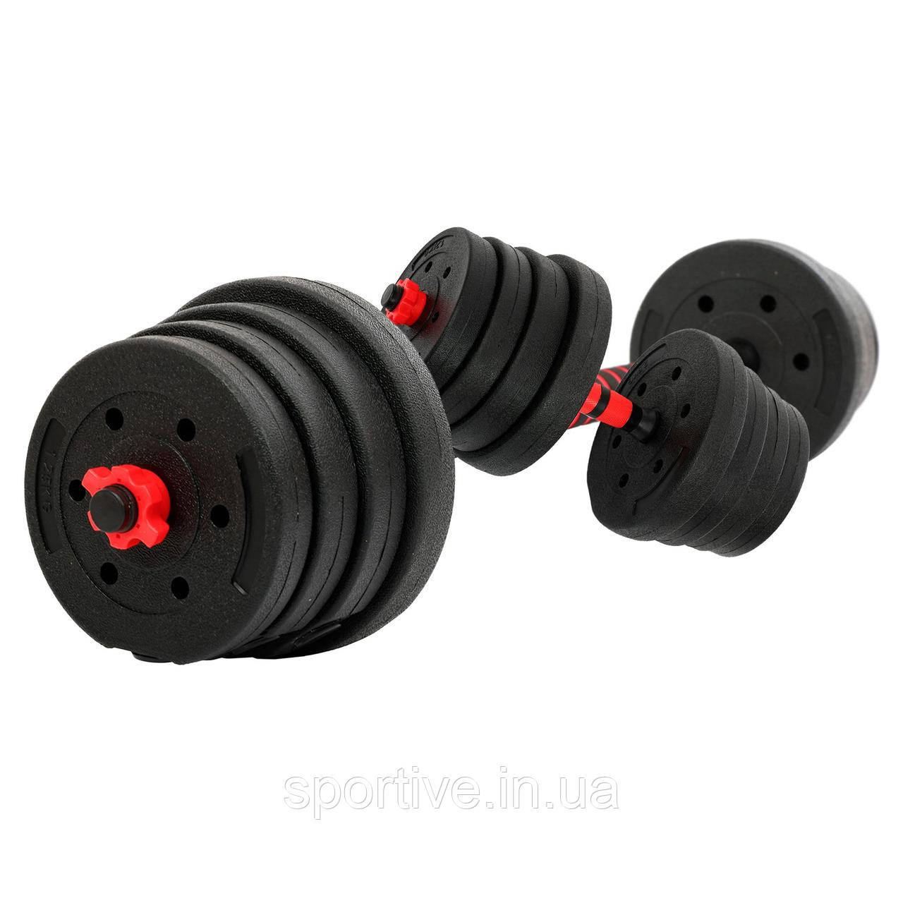 Гантелі трансформер перетворюються на штангу 3в1 SP-Sport TA-9455-30 30 кг (2 грифи l-51 см,бліни, наповнювач.-цемент,в