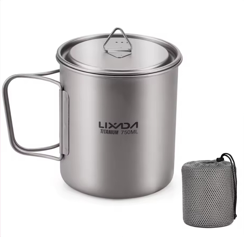 Гуртка з кришкою титанова LIXADA 750 мл + чохол, фото 1