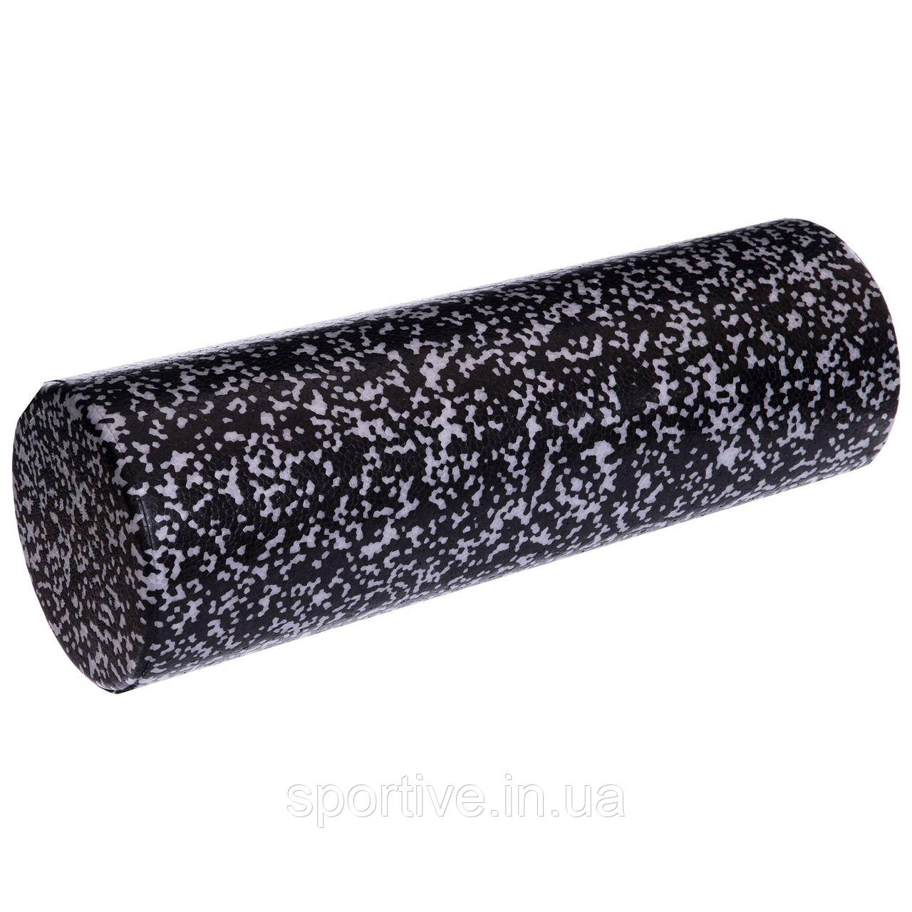 Ролер масажний циліндр гладкий 45 см EPP Zelart FI-7201-45 (d-15 см, чорний-білий)