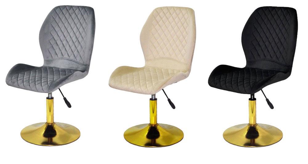 Стілець Fox GD-Base на золотій круглій ніжці, поворотний із регулюванням висоти, м'яка оббивка, фото 1