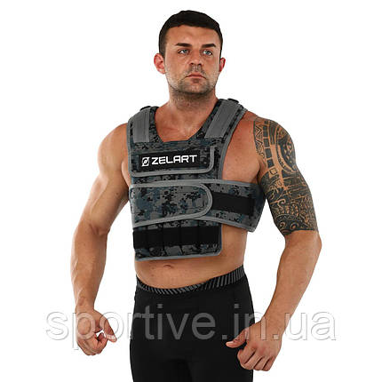Жилет обважнювач із регульованою вагою Zelart WEIGTH VEST TA-7806-15 1,5-15 кг (кордура, наповнювач-пісок,, фото 1