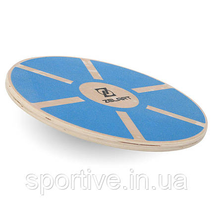 Диск балансувальний балансборд дерев'яний WOOD BALANCE BOARD Zelart FI-9666 (дерево, розмір 39x7,5 см, синій), фото 1