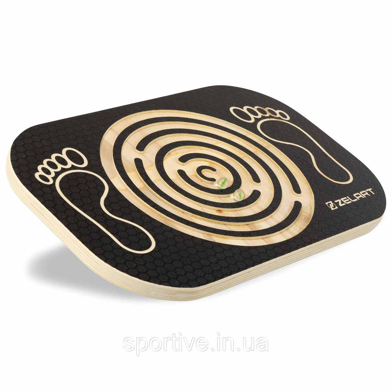 Дошка балансувальна з лабіринтом Zelart BALANCE BOARD FI-5360 (фанера, пластик, розмір 46х30х8 см)