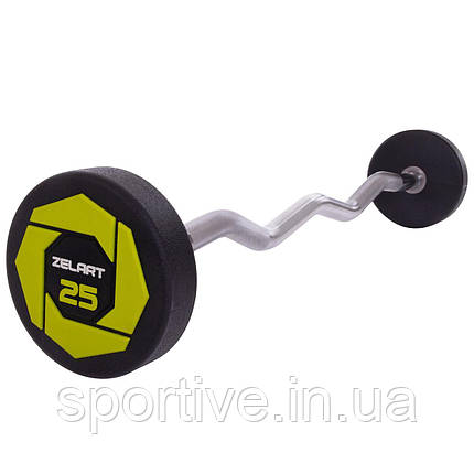 Штанга фіксована вигнута поліуретанова Urethane Barbell Zelart TA-2690-25 25 кг (MD3017-25) (гриф, фото 1