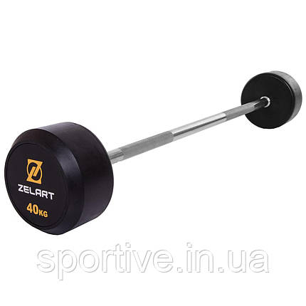 Штанга фіксована пряма гумова Rubber Coated Barbell Zelart TA-2685-40 40 кг (MD3009-40) (гриф, фото 1