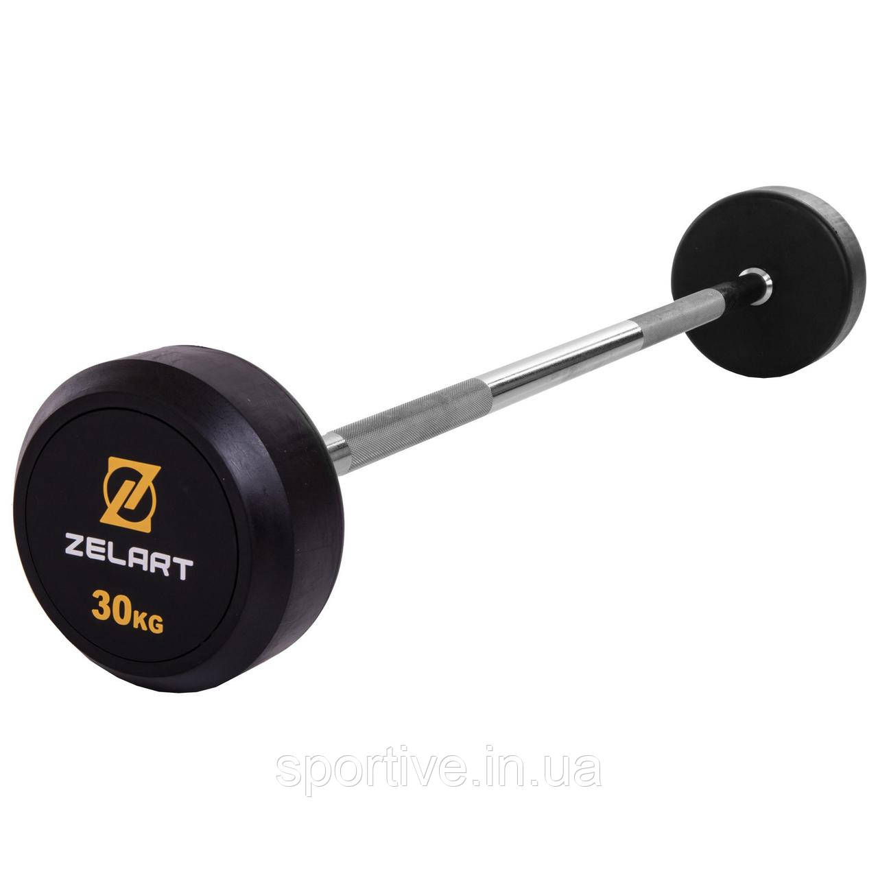 Штанга фіксована пряма гумова Rubber Coated Barbell Zelart TA-2685-30 30 кг (MD3009-30) (гриф
