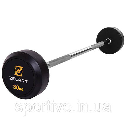 Штанга фіксована пряма гумова Rubber Coated Barbell Zelart TA-2685-30 30 кг (MD3009-30) (гриф, фото 1