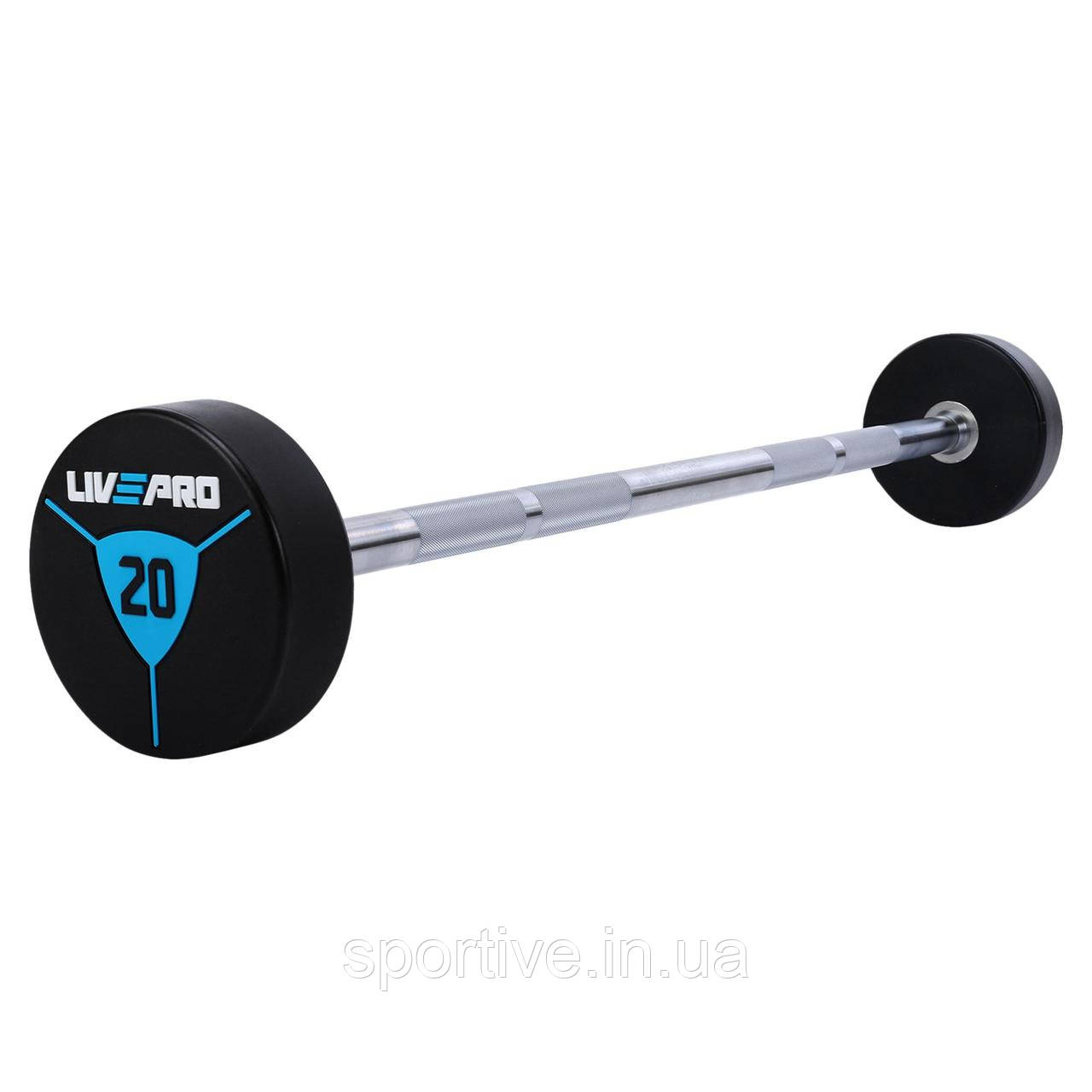 Штанга фіксована пряма поліуретанова 20 кг LiveUp LP8010-20 (гриф l-89,2 см)