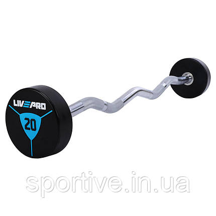 Штанга фіксована вигнута поліуретанова 20 кг LiveUp LP8011-20 (гриф l-89,2 см), фото 1