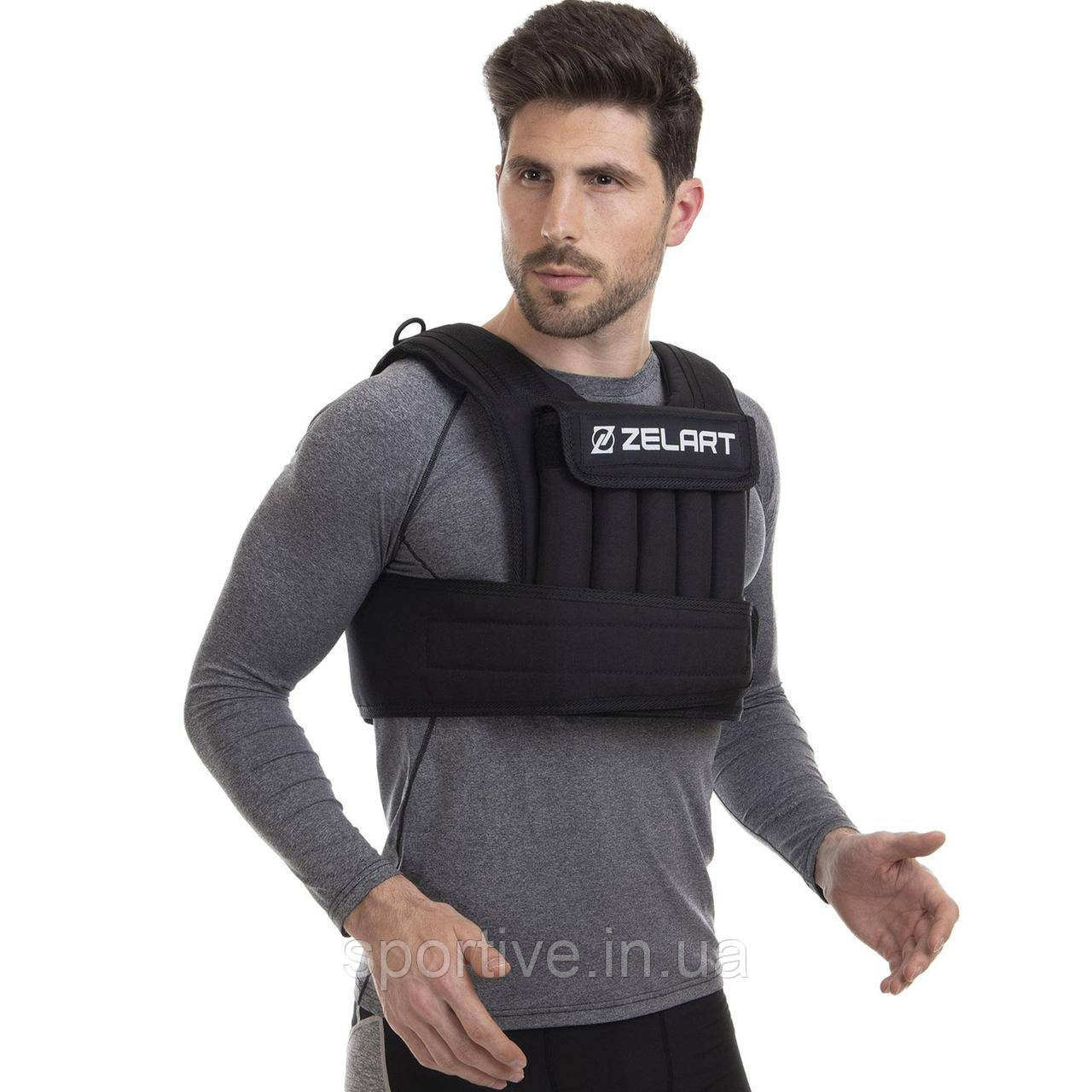 Жилет обважнювач з регульованою вагою Zelart WEIGTH VEST FI-2630-10 (MD1686-10) 1-10 кг (поліестер,