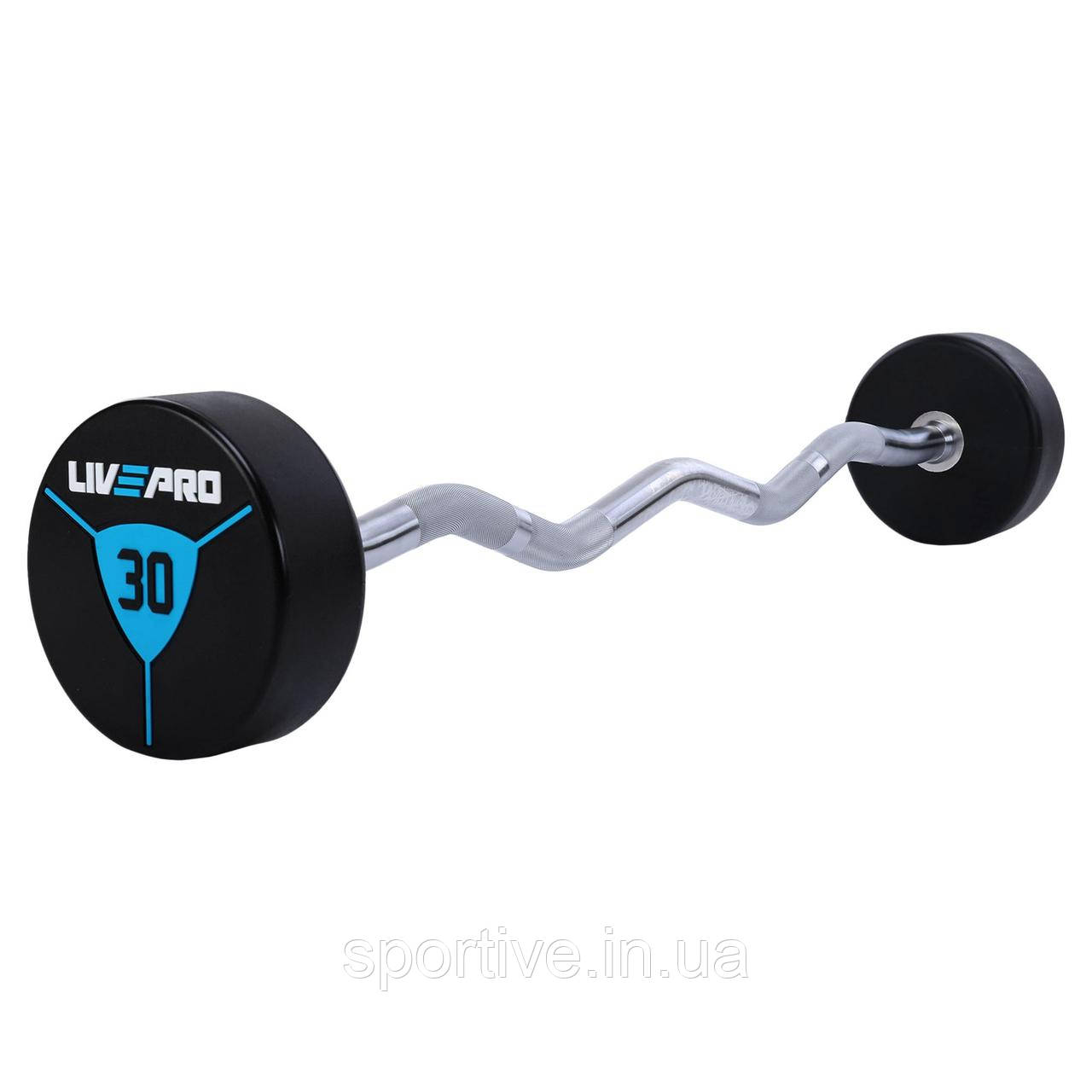 Штанга фіксована вигнута поліуретанова 30 кг LiveUp LP8011-30 (гриф l-89,2 см)