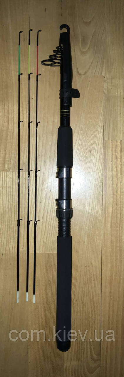 Компактне ( 59 см), надійне, легке Фідерне вудлище GW Telefeeder Black Panther 2.4 м (40-80 г), фото 1