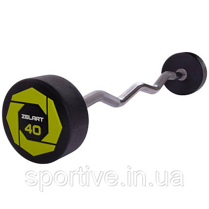 Штанга фіксована вигнута поліуретанова Urethane Barbell Zelart TA-2690-40 40 кг (MD3017-40) (гриф, фото 1