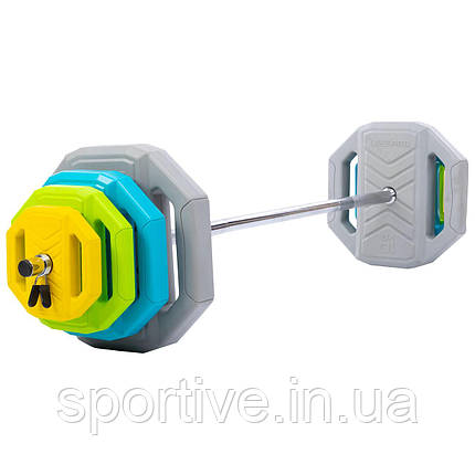 Штанга для фітнесу (фітнес-памп) LiveUp LP8035-40 40 кг (гриф l-1,4 м, d-28 мм, PE млинці 2x(1,25+2,5+5+10 кг)), фото 1