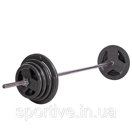 Штанга розбірна сталеві млинці HIGHQ SPORT TA-2431-80 80 кг (гриф TA-8068 l-1,8 млин 2x (5+7,5+10+15 кг)уп., фото 1