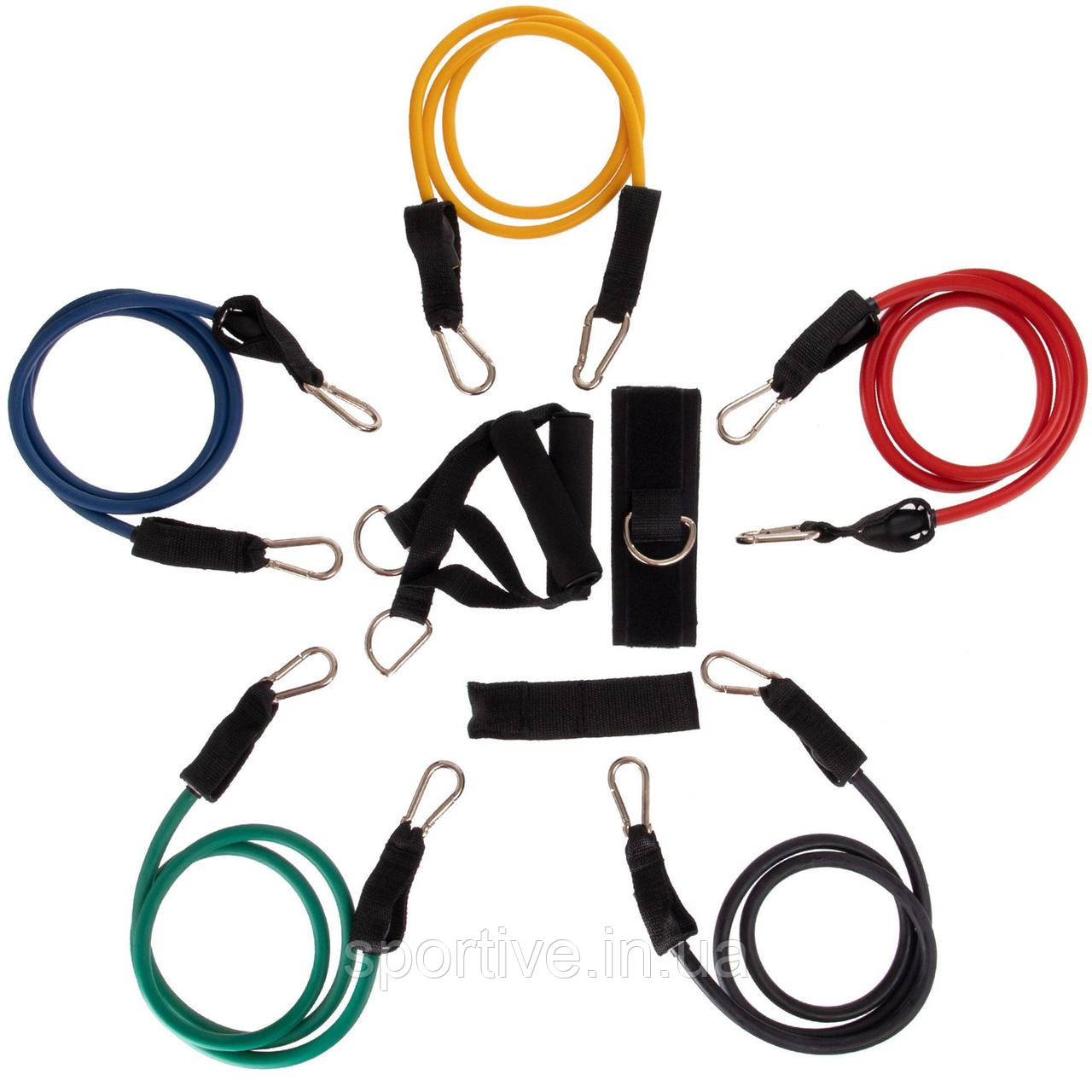 Еспандер Resistance Band багатофункціональний 5 джгутів Zelart ET-501 (5 есп,кріп. на двері, 2 колодки, 2 лямки)